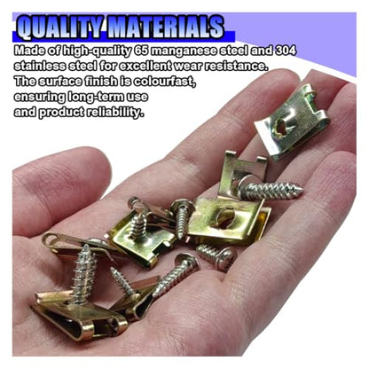 200PCS Car U‑Clips with Screw Assortment Kit, 6/8/10/12 Vehicle U Nuts and 4 Sizes Screws Clip, Automotive Interior Dash Fastener Replacement Set for Door Trim Panel Bumper