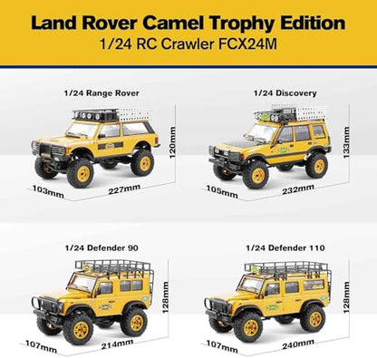 BEEZRC FMS 1/24 RC Crawler RTR FCX24M Land Rover Family Camel Trophy Edition Licensed RC Model 4WD RC Rock Truck 2.4Ghz Hobby Grade RC Car Model Mini Off Road Vehicle with Battery (Range Rover) - color: Range Rover