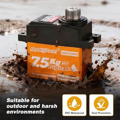 HobbyPark Waterproof for TRX4MT TRX4M Servo with Servo Mount Bracket & Horn Arm Steering 7.5kg High Torque Metal Gears Digital Servo 1/18 Crawler Upgrades Parts Replacement of 2065