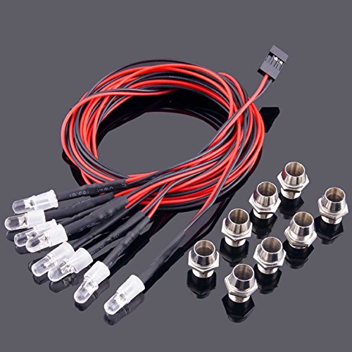 ShareGoo 8Leds LED Light Headlights Lighting Taillight Kit Compatible with Traxxas HSP Tamiya Redcat RC4WD Axial SCX10 RC Car Truck Tank Crawler,Red Orange White Led