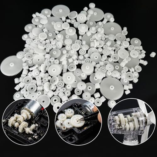 200PCS Module 0.5 Plastic Gear Single Gear Spindle Gear Small Motor Gears for DC Motor RC Car Robot DIY Model Toy Parts (White) - color: White