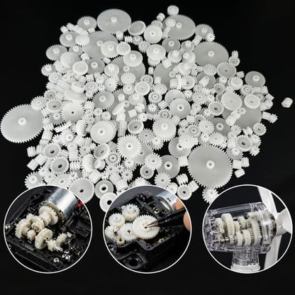 200PCS Module 0.5 Plastic Gear Single Gear Spindle Gear Small Motor Gears for DC Motor RC Car Robot DIY Model Toy Parts (White) - color: White