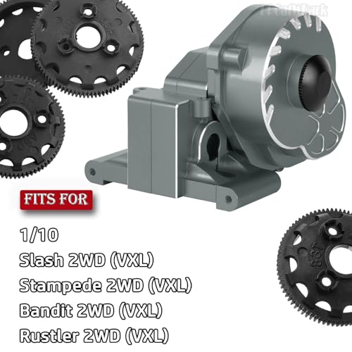 RC Upgrades Part for 1/10 Slash/Rustler/Stampede/Bandit 2WD (VXL) Drag Slash/Bigfoot,Transmission Gearbox & 48P Gear & Slipper Clutch Kit Pressure Plate & Complete Differential,Titanium - color: Titanium - (Upgrades Gearbox)