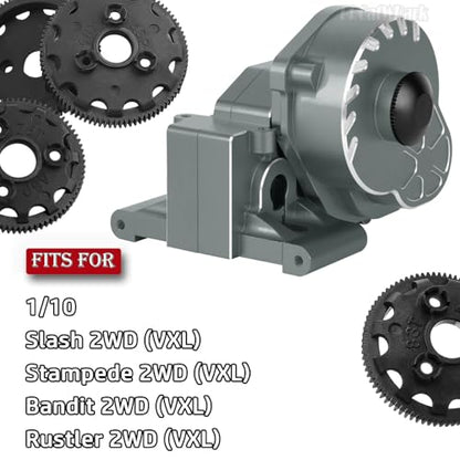 RC Upgrades Part for 1/10 Slash/Rustler/Stampede/Bandit 2WD (VXL) Drag Slash/Bigfoot,Transmission Gearbox & 48P Gear & Slipper Clutch Kit Pressure Plate & Complete Differential,Titanium - color: Titanium - (Upgrades Gearbox)