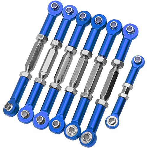7PCS ShareGoo Adjustable Turnbuckles Camber Links Steering Linkage Rod Ends Sets Compatible with Traxxas Slash 4X4 / 2WD 1/10 RC Car Upgrade Parts (Blue) - color: Blue