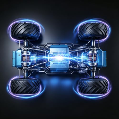 1/8 Scale Large Remote Control Cyber Pickup Truck, 4WD Off-Road RC Monster Truck, 2.4Ghz All-Terrain Climbing Car with Sound & Light Effects, Alloy Body, Ideal Gift for Kids Age 6+ - color: 1/8 Truck