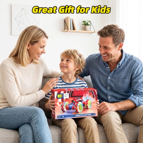 VisionX Unique 4WD High Speed RC Cars, Gesture Sensing Remote Control | Outdoor Toys for Kids Ages 6 7 8 9 10 11 12 Year Old, Double‑Sided Driving RC Drift Car, 360° Rotating Stunt Car Toys - color: Green