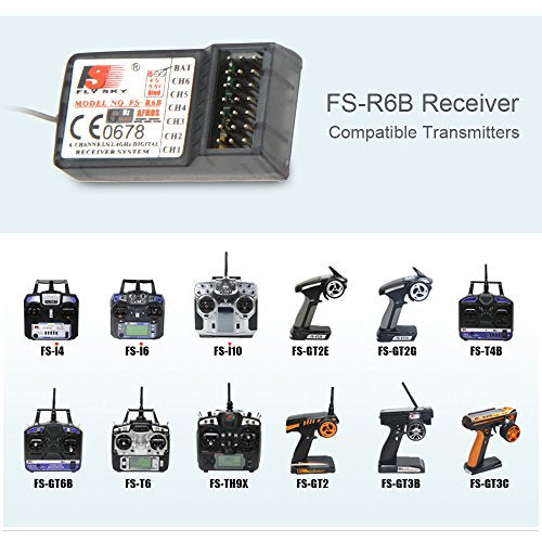 GoolRC Flysky Receiver 2.4Ghz 6CH RC Receiver Suitable for Flysky TH9X FS-CT6B FS-T6 Transmitter Popular with Modification Enthusiasts RC Controller and Receiver Kit