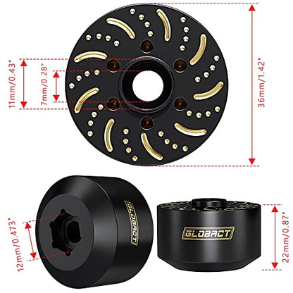 GLOBACT 1/10 Brass Wheel Weights Extended Hex Hub for TRX4 TRX6 SCX10-22mm | Fits 1.9" 2.2" RC Wheel, 650g Counterweight - size: 22mm