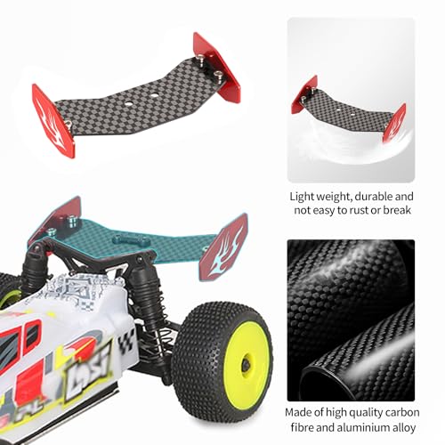 RC Rear Wing Carbon Fiber RC Tail Wing for Losi 1/24 Micro-B 2WD Buggy RC Car Upgrade Parts (Red) - color: Red