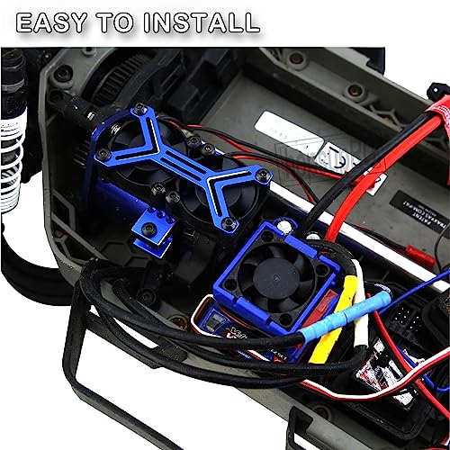 Upgrades for 1/10 Slash/Stampede/Bandit 2WD 4WD,Aluminum 3660 540 550 Motor Cooling Fan with 36-38mm Adjustable Mount & VXL-3s ESC Cooling Fan High Velocity Fan Heatsink Set,Navy Blue - color: Navy Blue/for Slash