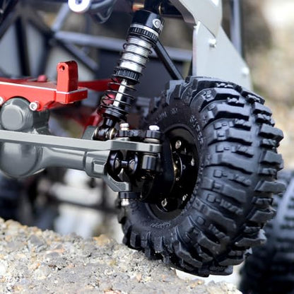 OGRC +4mm Axles with Double Joint Shaft & Brass Steering Knuckle for SCX24 | Aluminum Axle Housing, Brass Steering Knuckles, Stock 2/16T Gears, for Axial SCX24 AX24 1/24 RC Crawler, Titanium - color: Titanium