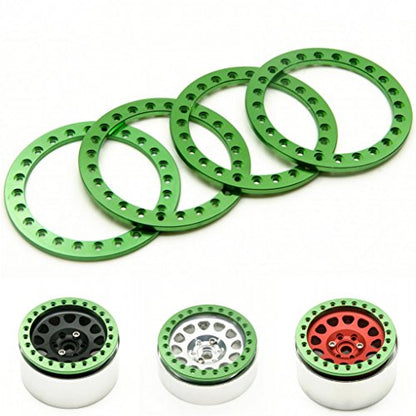 4pcs Aluminum Replacement Wheel Rim Beadlock Ring for 1:10 RC Crawler Car 2.2" RC Wheels/Rims (Green)