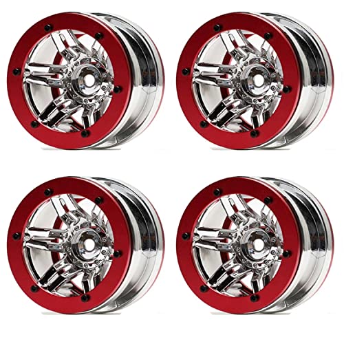 4PCS Plastic Plating 2.2 Inch Beadlock Wheel Rim Wheel Parts for 1/10 RC Rock Crawler Car Truck for Axial TRX4 Wraith SCX10 CC01 D90 90046 TF2(Red) - color: Red