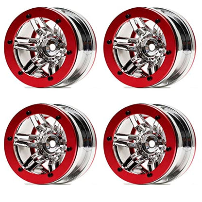 4PCS Plastic Plating 2.2 Inch Beadlock Wheel Rim Wheel Parts for 1/10 RC Rock Crawler Car Truck for Axial TRX4 Wraith SCX10 CC01 D90 90046 TF2(Red) - color: Red