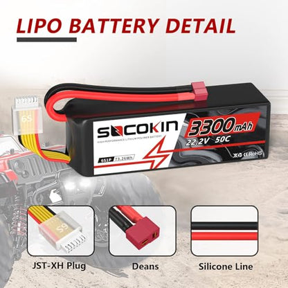 6S 3300mAh Lipo Battery 22.2V 50C RC Battery with T-Plug Connector for RC Model Vehicles Car Trucks Truggy Boat