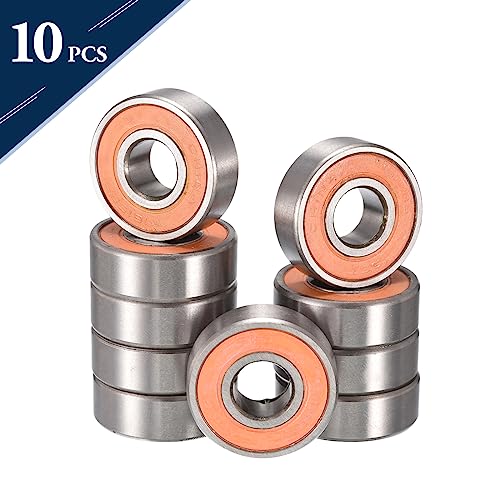 1615-2RS Deep Groove Ball Bearings, ID 7/16" x OD 1-1/8" x Width 3/8" Double Rubber Sealed Ball Bearing Pre-Lubricated Chrome Steel Z2 Lever 10pcs - size: 1615-2RS 7/16"x1-1/8"x3/8"