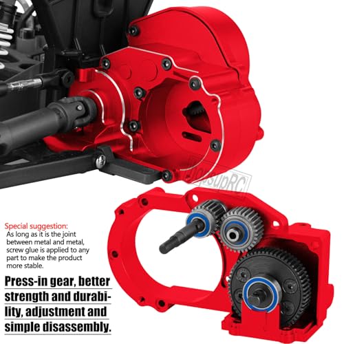 Metal Magnum 272R Assembled Transmission Upgrades Part for 1/10 Slash/Rustler/Stampede/Bandit 2WD VXL. Gearbox Transmission Bundle with Tooth Spur Gear Hops Up. #9495(Red) - color: Red(for 1/10)