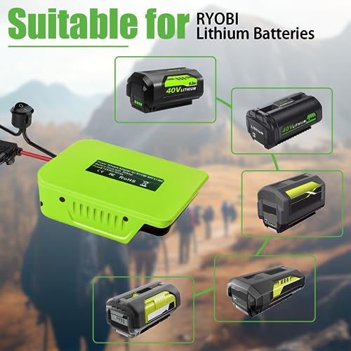 TPDL Power Wheel DIY Adapter for Ryobi 40V Battery Dock Power Connector Wire Robotics 14 Gauge Wire, with Fuse & Switch