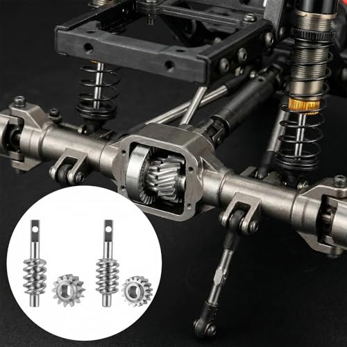 2 Set 2/13T & 2/16T Axle Overdrive Worm Gear Sets Suitable for 1/30 Axial SCX30, Stainless Steel Front & Rear Axle Upgrade Parts Performance Enhancement Kit for 1/30 RC Rock Crawler