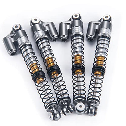 Aluminum RC Shocks Adjustable 53mm Long Shock Absorber Damper for 1/24 Axial Modified Scx24 Vehicles Upgrade Parts (Grey) - color: Grey