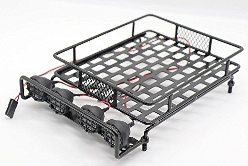 RC 1:10 Roof Luggage Rack LED Light Bar Wrangler Tamiya CC01 SCX10 Axial 515 (Black)