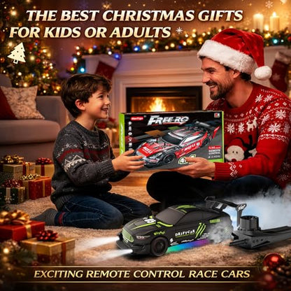 Remote Control RC Drift Car 1:16 Scale 4WD RC Car with LED Lights 2.4GHz 30km/h RTR High Speed Racing Sport Toy for Adults Boys Girls Kids Gift 2Pcs Rechargeable Battery - color: A-black