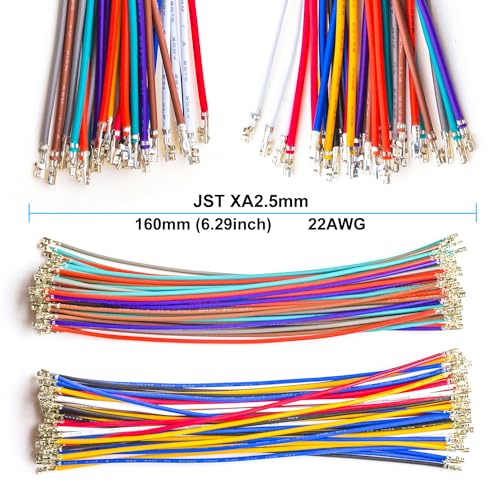 JST 2.54mm Connector with 22AWG Pre-Crimped Wire Kit, JST XA 2.54 2.54MM 2Pin 3Pin 4Pin 5Pin 6Pin 7Pin 8Pin 9Pin 10Pin Housing with 22AWG Wires for PCB Board & Electronics (JTS-2.5-XA) - size: 2.5MM-XA