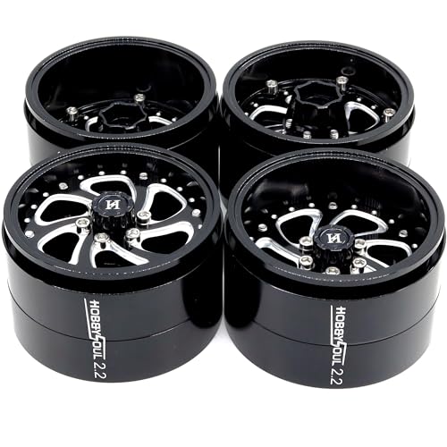 2.2 Beadlock Wheels Adjustable Offset Rims Wide 40mm for 1/10 RC Crawler Gen8 Everest gen 7 Pro / SCX10 Capra / TRX4 AMG 6x6 Upgrades, HS701599 - color: Black