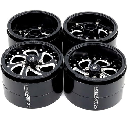 2.2 Beadlock Wheels Adjustable Offset Rims Wide 40mm for 1/10 RC Crawler Gen8 Everest gen 7 Pro / SCX10 Capra / TRX4 AMG 6x6 Upgrades, HS701599 - color: Black