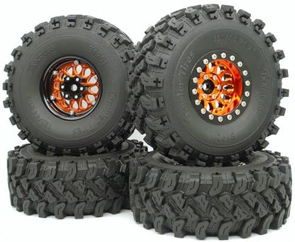 RC 1.9 Beadlock Wheels Negative Offsets 8mm and Tires for 1/10 SCX10 SCX10 SCX10 Pro TRX4 TRX6 Gen7/8 RC Crawler Remote Control Car Upgrades Aluminum 1.9 Wheel Rims (Orange Black) DK - color: Orange Black
