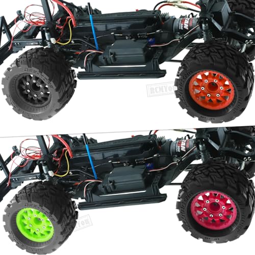 RC Truck Tires Wheel 12mm/14mm Hex for 1/10 Big Rock Granite Vortek/Stampede Rustler Hoss/Axia1/L0s1/Redca t/Rc 4wd,4-Pack RC Wheels Tires,Black - color: Black for 1/10 Arrma