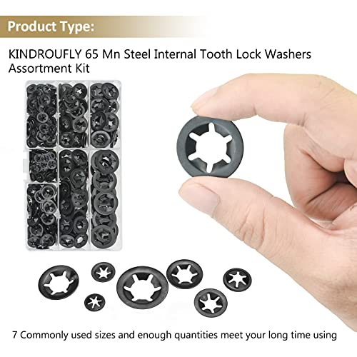 300 Pieces Internal Tooth Star Lock Washers, Kindroufly 7 Sizes Quick Speed Locking Washers, Push on Retaining Clips Assortment Kit (M3, M4, M5, M6, M8, M10, M12) - size: M3, M4, M5, M6, M8, M10, M12