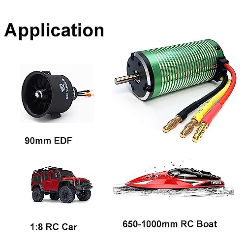 XTEAM 3674 1900KV Brushless Motor 2400W 78A 31V 4-Pole Design, Suitable for 1/8 1/10 1/12 RC Electric Racing Car, Buggy, RC Boat - size: 3674-1900KV
