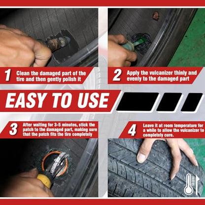 Chemical Vulcanizing Cement 8.5 FL.Oz, All Purpose Tire Repair Glue, Fast Dry Rubber Cement, Clear Patch Plug Kit with Brush Top Can for Car, Motorcycle, Bike