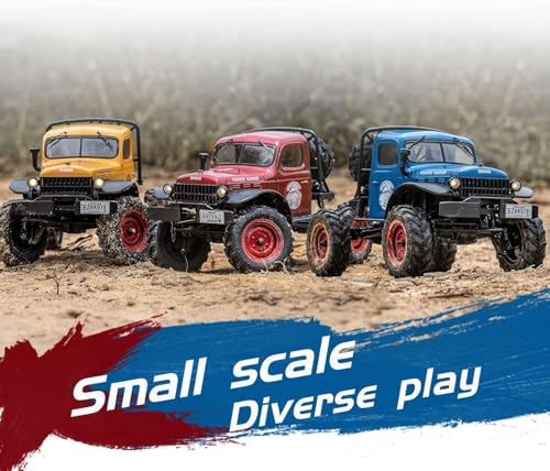 FMS FCX24S Power Wagon S 1/24 RC Crawler, Brushed 4x4 RTR Rock Crawler with Portal axle, 2-Speed Transmission, PC Hard Body – RC Car for Adults and Gift - color: Red