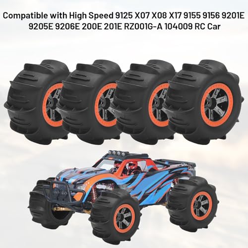 1/10 RC Paddle Tires Wheels, daitoku RC Truck Tires and Wheels for 9125 X07 X08 X17 9155 9156 9201E 9205E 9206E 200E 201E RZ001G-A 104009
