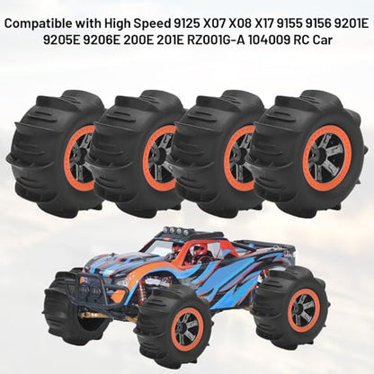 1/10 RC Paddle Tires Wheels, daitoku RC Truck Tires and Wheels for 9125 X07 X08 X17 9155 9156 9201E 9205E 9206E 200E 201E RZ001G-A 104009