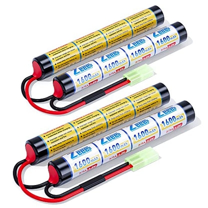 Zeee 9.6V Airsoft Battery 1600mAh NiMH Battery with Mini Tamiya Plug | High Power RC Battery for Airsoft Guns(2 Pack)