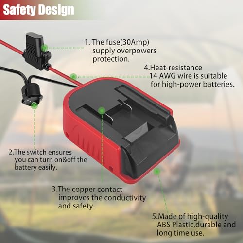 2 Packs Power Wheel Adapter for V20 Craftsman 20V Battery Adapter Power Wheels Battery Converter Kit with Fuses & Wire Terminals, 14AWG Wire, Power Connector for DIY Rc Car Toys, Robotics,Rc Truck - style: for V20 Craftsman 20V Battery