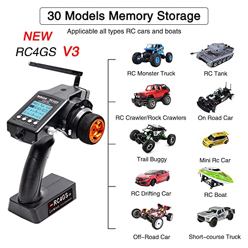 ATA HOBBY Radiolink RC4GS V3 5 Channel RC Radio Transmitter and 4Pcs R6FG Receiver with Gyro 2.4ghz 400M Remote Controller Kit for Car/Boat/Crawler/Tank/Drifting/Buggy with Lanyard