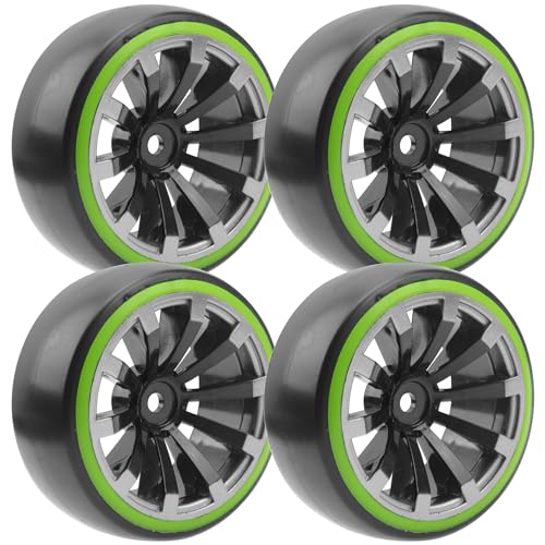 ShareGoo 12mm Hex RC Drift Car Wheels and Hard Plastic Tires Compatible with Traxxas HSP Redcat Tamiya HPI Kyosho 1/10 Scale On-Road Drifting Drift Car, Set of 4