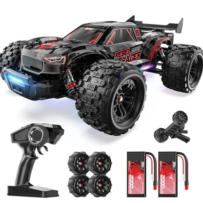 DEERC Fast Brushless RC Car for Adults, 1/14 4WD Off-Road Remote Control Car Truck, 46+ MPH Waterproof All Terrain RC Truggy with 2X 3S LiPo Batteries