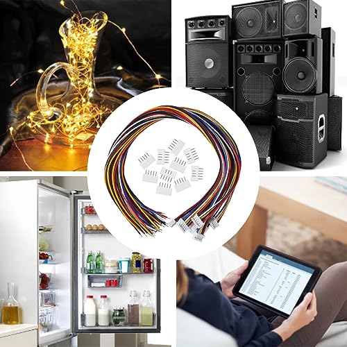 Alinan 20pcs Jst 2.0 Ph 5 Pin Connector Plug, Included 10pcs Mini 5 Pin Jst Ph2.0 26AWG Female Connector Plug with 300mm Cable Wire and 10pcs Micro Jst Ph2.0mm 5Pin Male Connector Plug - color: 5Pin 26AWG 300mm Cable