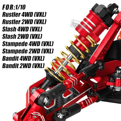 Upgrades Part Front Rear Assembled Full Metal Shocks Aluminum Big Bore RC Shocks Absorber Damper for 1/10 Slash/Rustler/Stampede/Bandit 4X4 4WD 2WD(VXL).Red(4PCS) - color: Red(4PCS)
