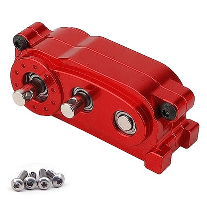 All Metal Front Planetary Motor Transmission Prefixal Gearbox Transfer Case with Hardened Steel Drive Shaft for 1/10 RC Crawler Car Axial SCX10 & SCX10 II 90046 Upgrade Parts (red) - color: Red