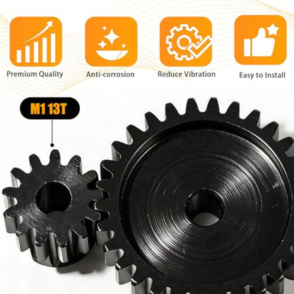 M1 Gear 13T 5mm Bore 3-Pack – High-Precision Hardened Steel Motor Pinion Gear for 1/8 1/10 RC Crawler, Monster Truck, Short Course Truck & Boat (Compatible with Traxxas Axial, FMS, HSP Redcat Losi) - style: M1 3Pcs 13T