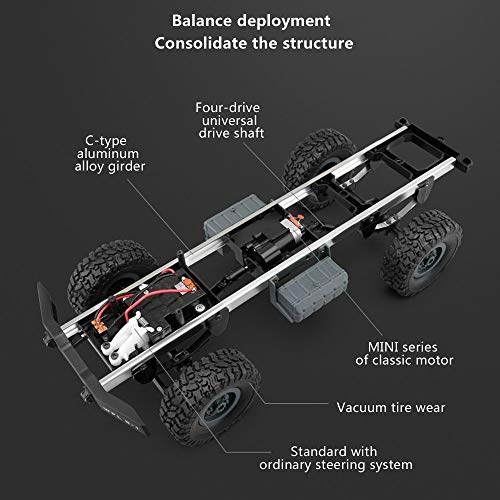 GracesDawn Gray 1/16 2.4G 4WD Off-Road RC Military Truck Rock Crawler Army Car (Model M35-A2)