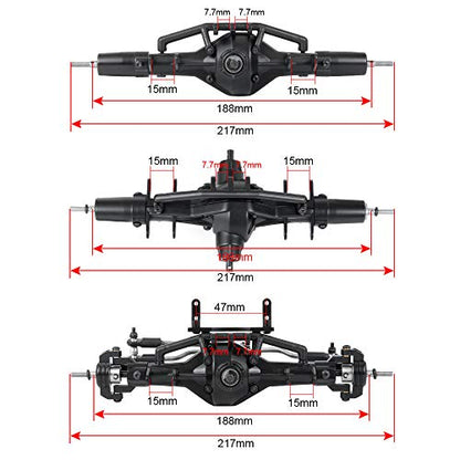Heavy Duty Metal Axle Rear Straight Complete Axle for 1/10 Axial SCX10 II AX90021 90027 90028 RC Crawler Car Rear Axle Assembly Set Upgrade Parts (Rear) - color: Rear Axle