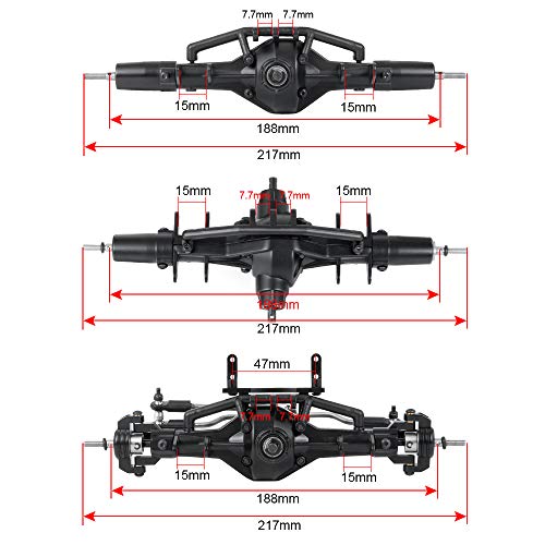 QUE-T Complete Aluminium Alloy Front Middle Rear Axle for 1/10 RC Crawler Car SCX10 90021 90027 90028 (Rear Axle) - color: 1x Rear Axle